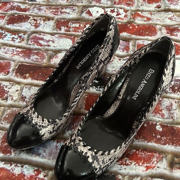 Enzo Angiolini gray and black snake pumps with patent toe - Picture 7 of 7
